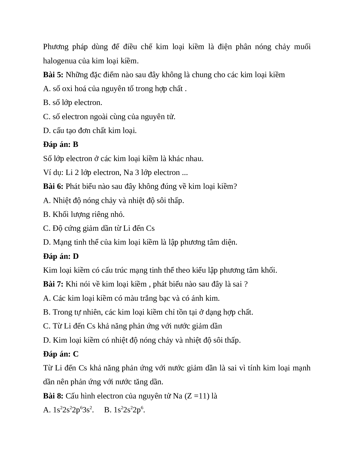 30 Bài tập về Kim loại kiềm hóa 12 có lời giải chi tiết (trang 2)