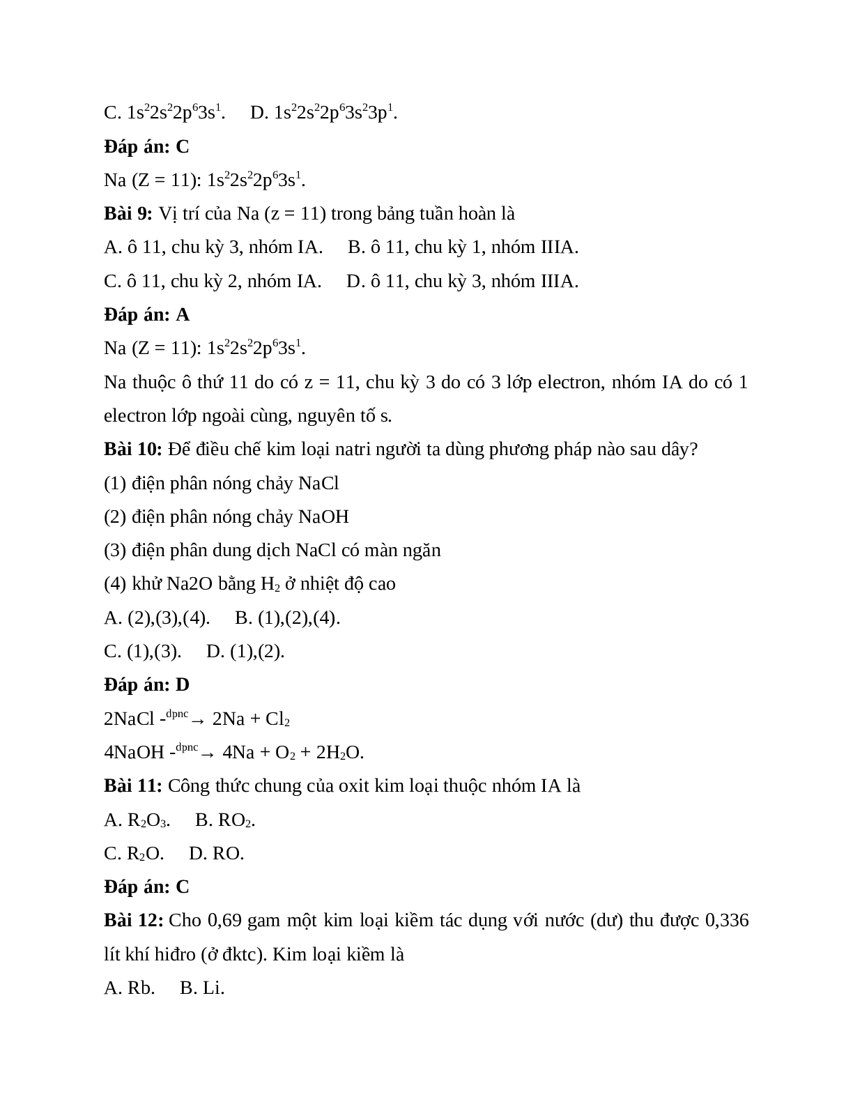 30 Bài tập về Kim loại kiềm hóa 12 có lời giải chi tiết (trang 3)