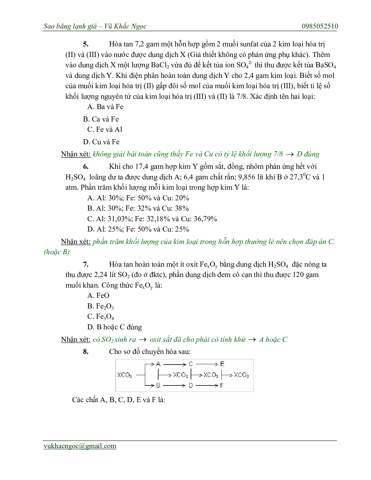 Chiến thuật chọn ngẫu nhiên trong bài thi trắc nghiệm môn Hóa học thi THPT Quốc Gia (trang 8)