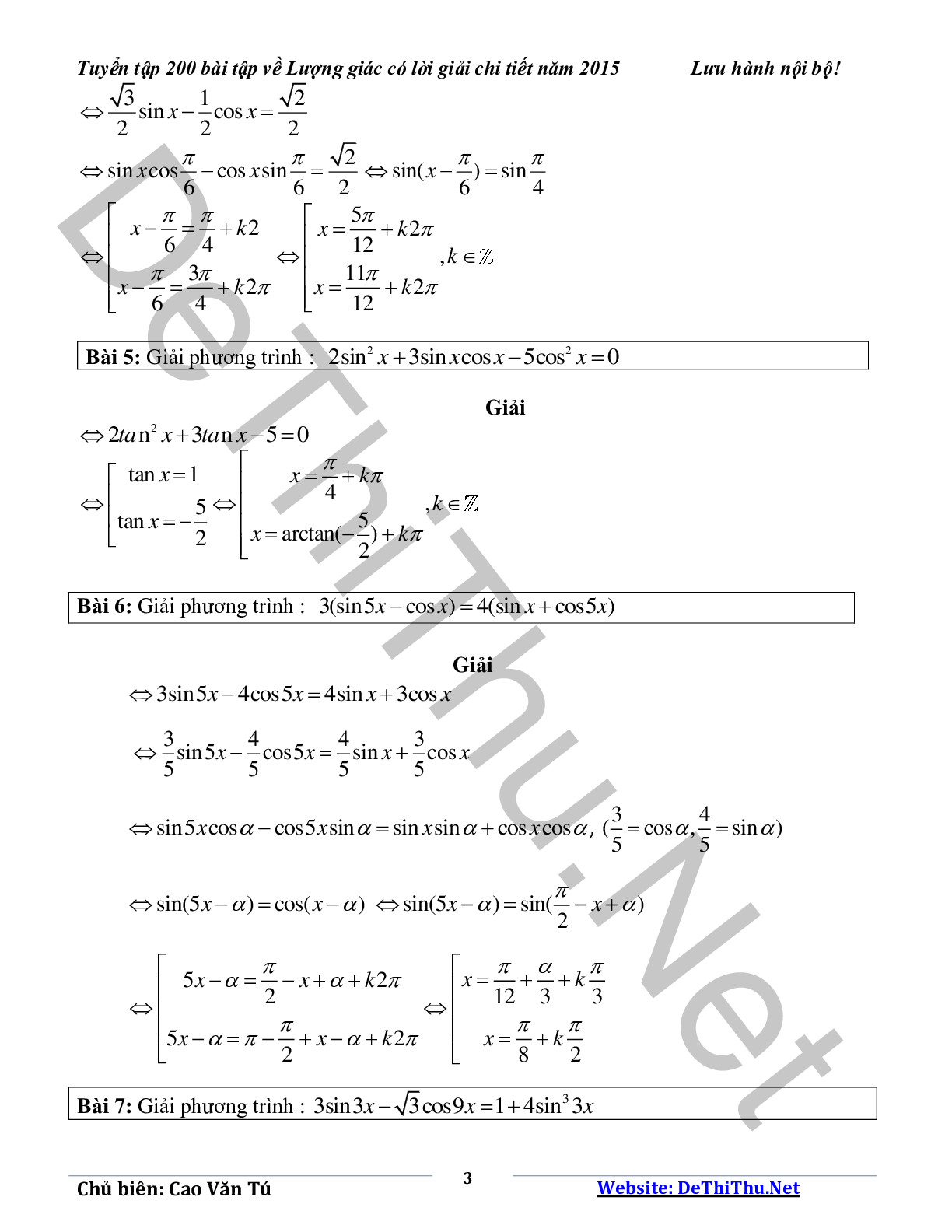Tuyển tập 200 bài tập lượng giác có lời giải chi tiết năm 2015 (trang 3)