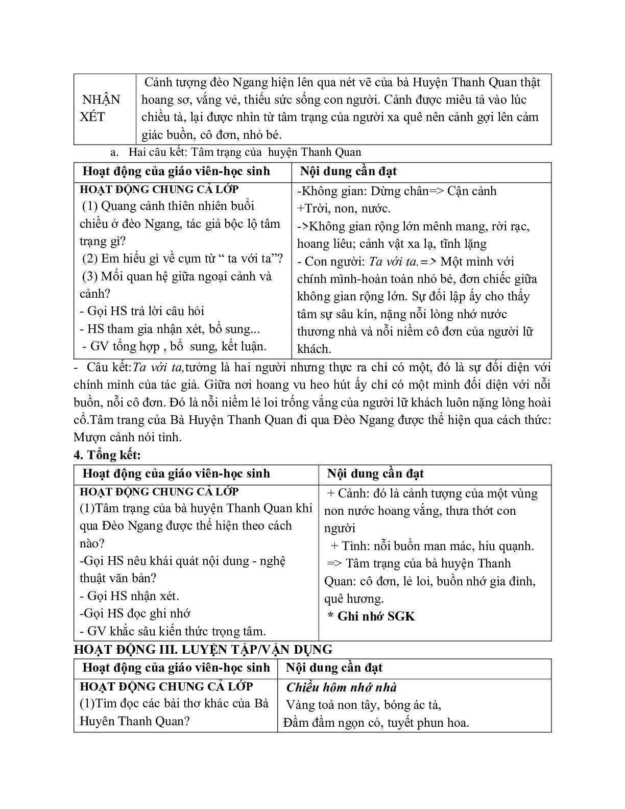Giáo án ngữ văn lớp 7 Tuần 8 Tiết 29: Qua đèo ngang mới nhất (trang 5)