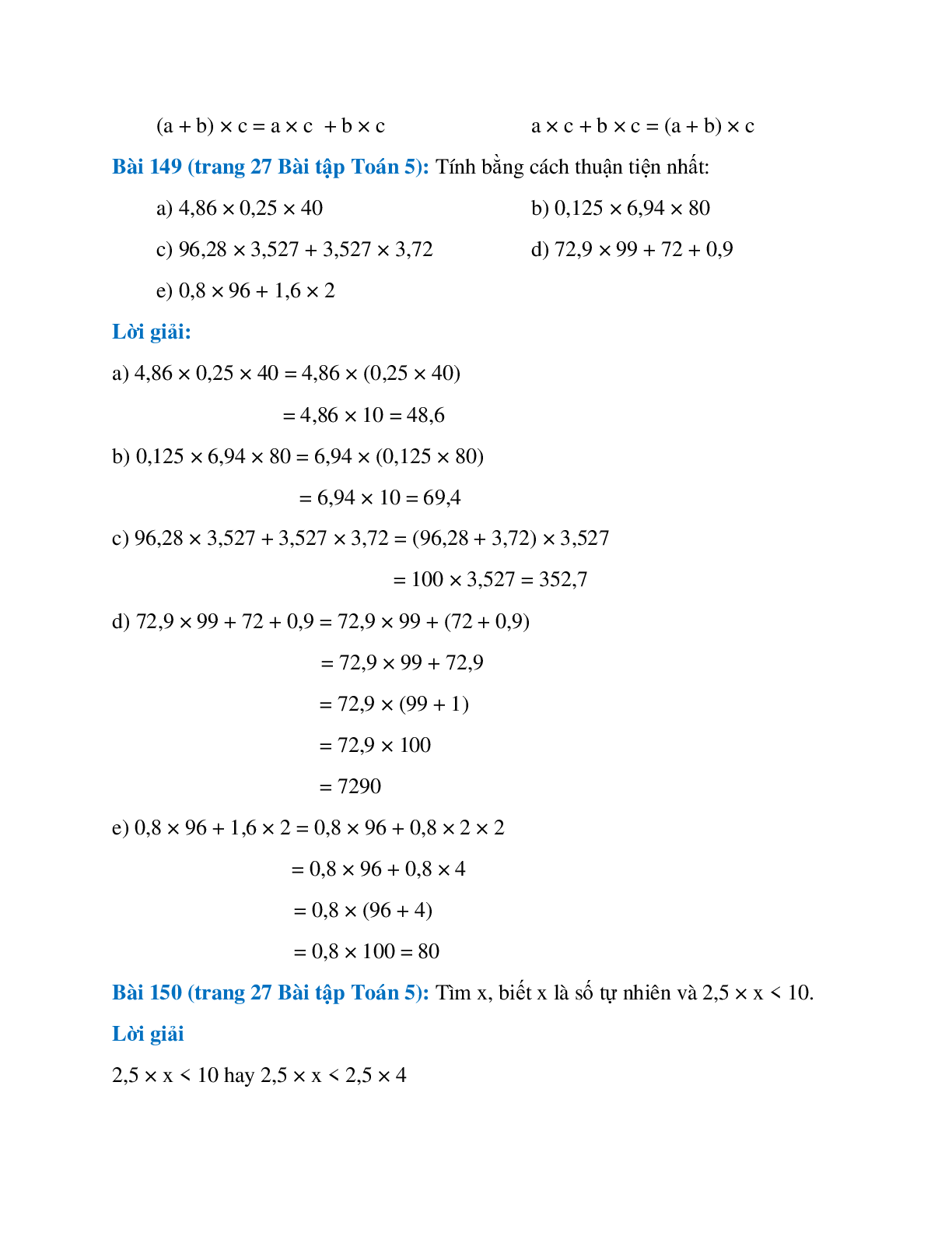 SBT Toán lớp 5 trang 26, 27, 28 Phép nhân (trang 4)