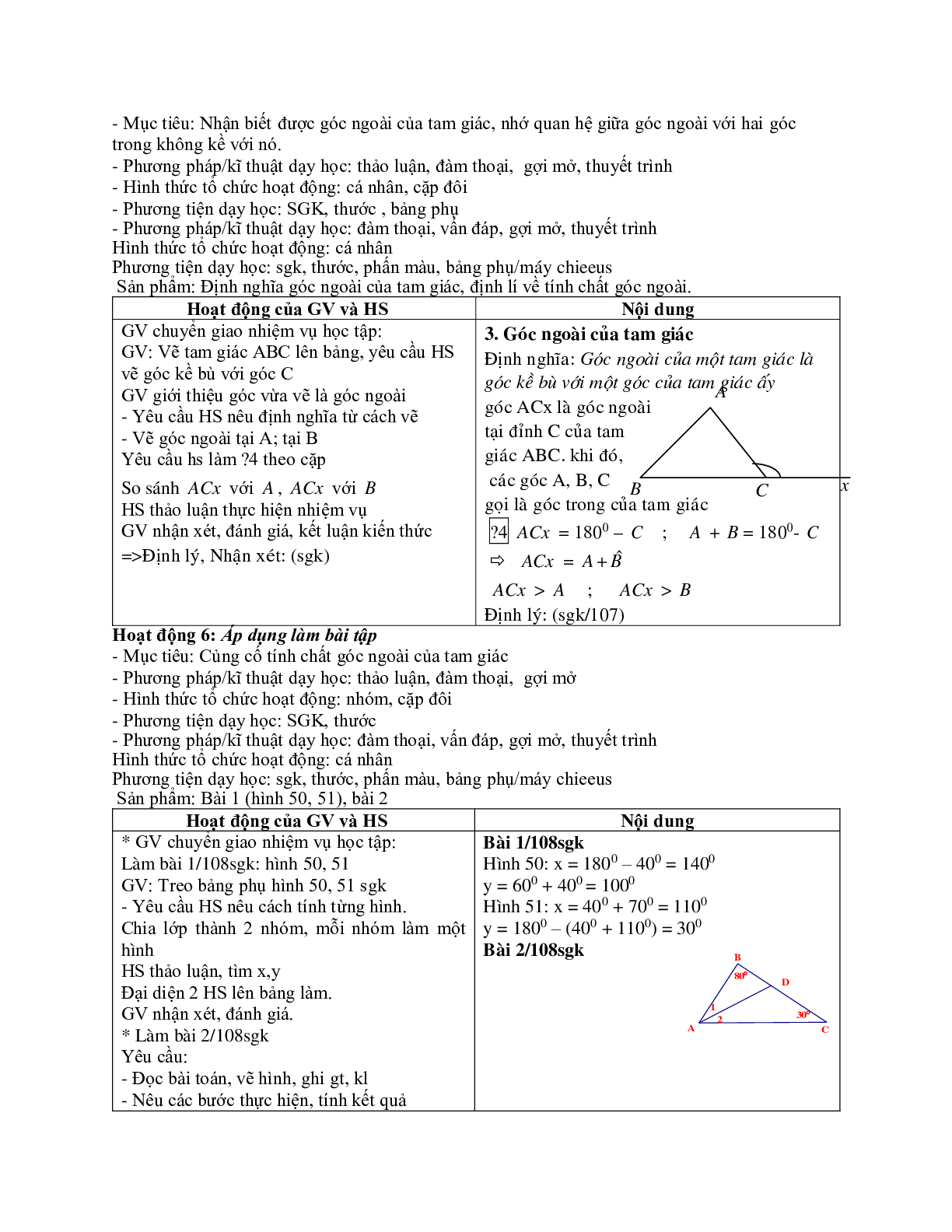 Giáo án Toán 7 bài 1: Tổng ba góc của một tam giác mới nhất (trang 5)