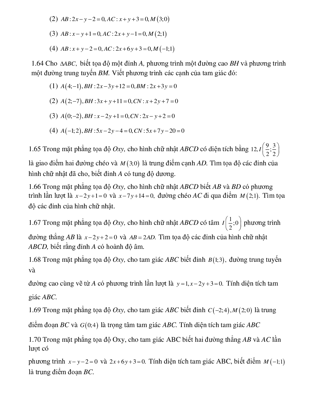 Bài tập về Ứng dụng phương trình đường thẳng trong các bài toán tam giác chọn lọc (trang 3)