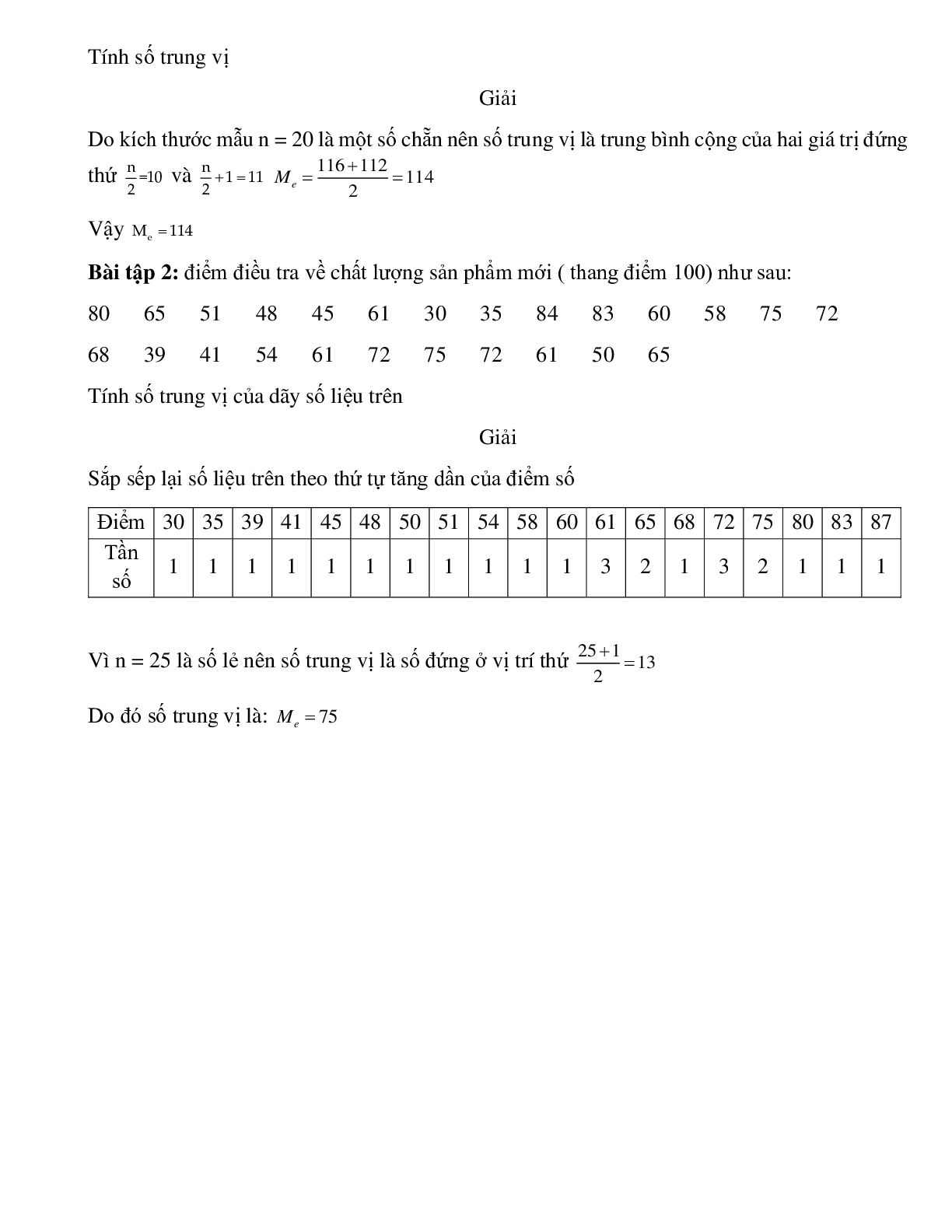 Bài tập tự luyện Số trung vị có đáp án (trang 2)