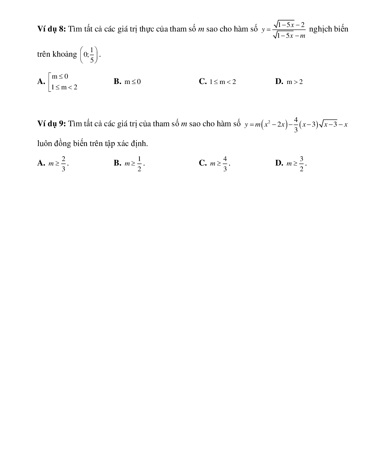 Xét tính đơn điệu của hàm số hợp có chứa tham số (trang 3)