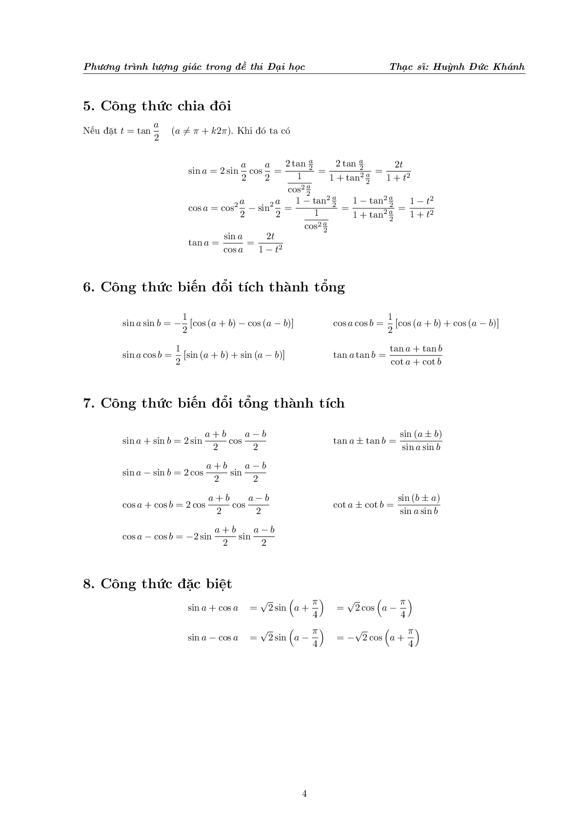 Phương trình lượng giác trong đề thi Đại học (trang 5)