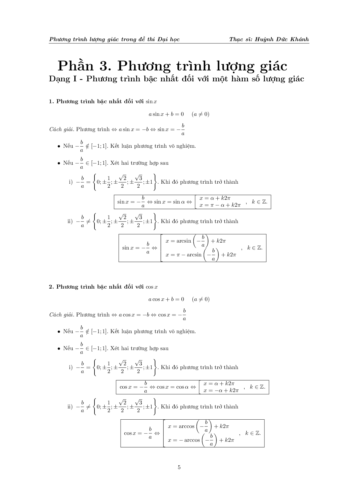 Phương trình lượng giác trong đề thi Đại học (trang 6)