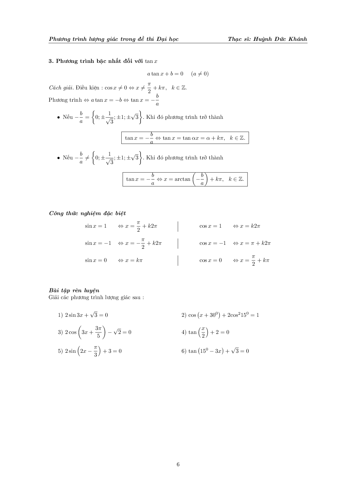 Phương trình lượng giác trong đề thi Đại học (trang 7)