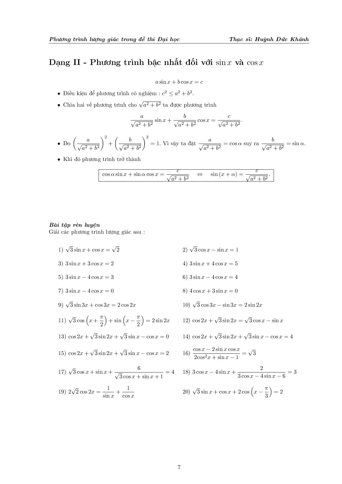 Phương trình lượng giác trong đề thi Đại học (trang 8)