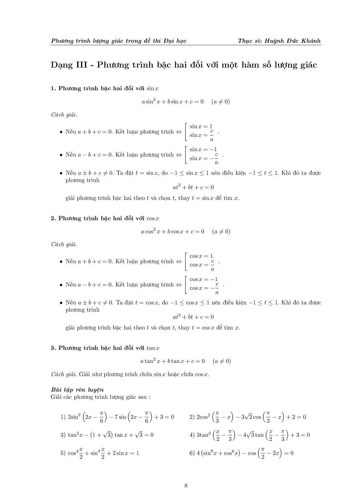 Phương trình lượng giác trong đề thi Đại học (trang 9)