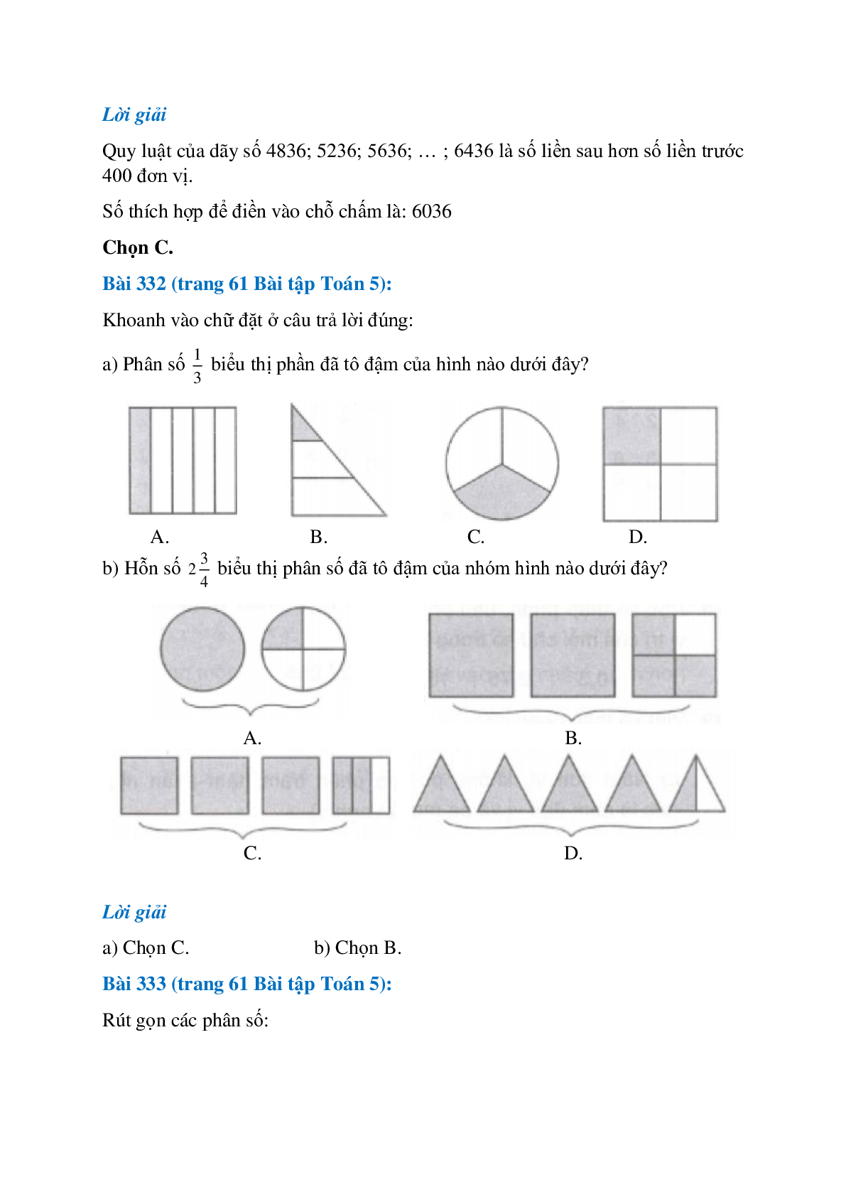 SBT Toán lớp 5 trang 60, 61, 62, 63, 64, 65 Ôn tập về số tự nhiên, phân số, số thập phân, số đo đại lượng (trang 3)