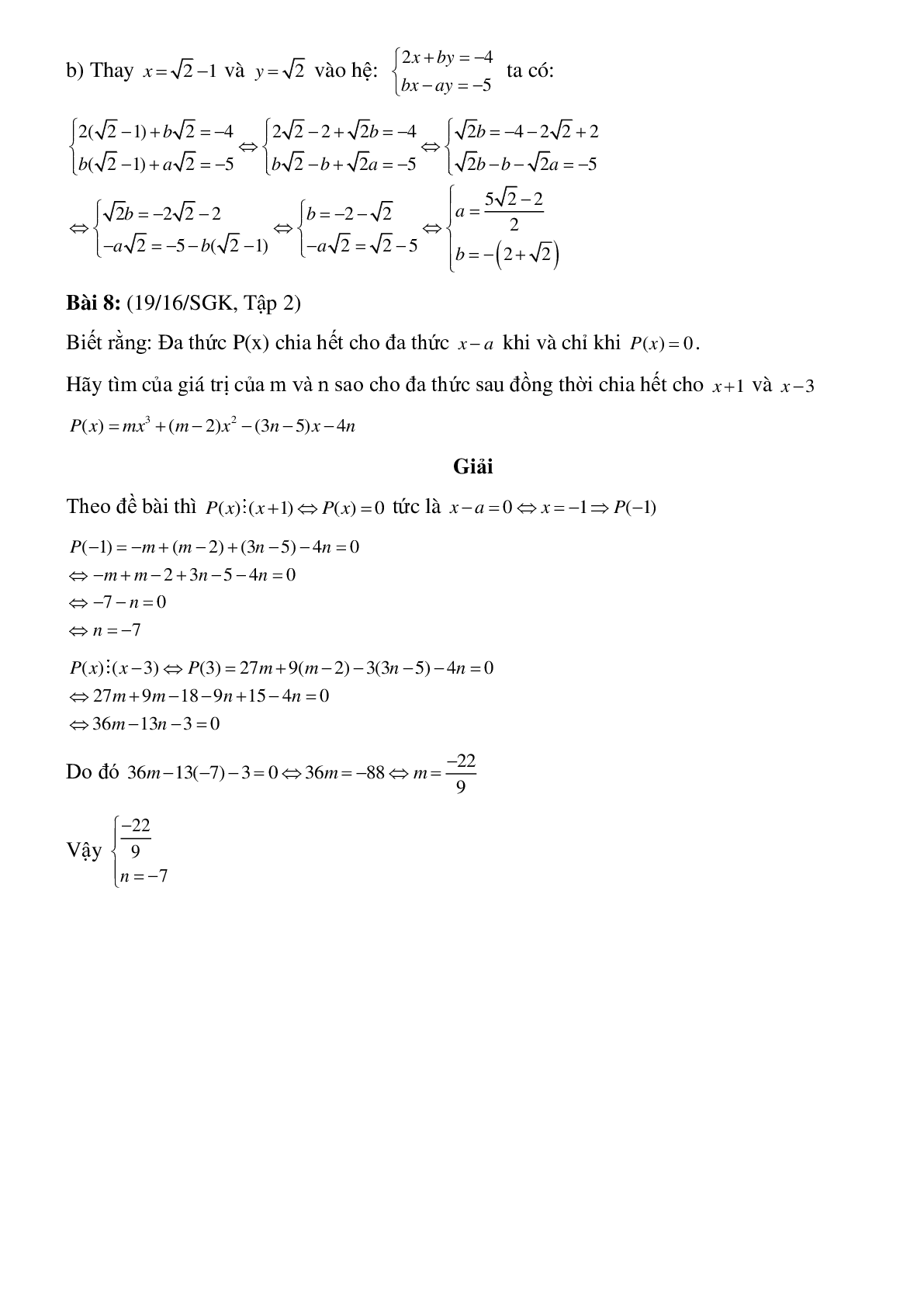 50 Bài tập Giải hệ phương trình bằng phương pháp thế (có đáp án)- Toán 9 (trang 10)