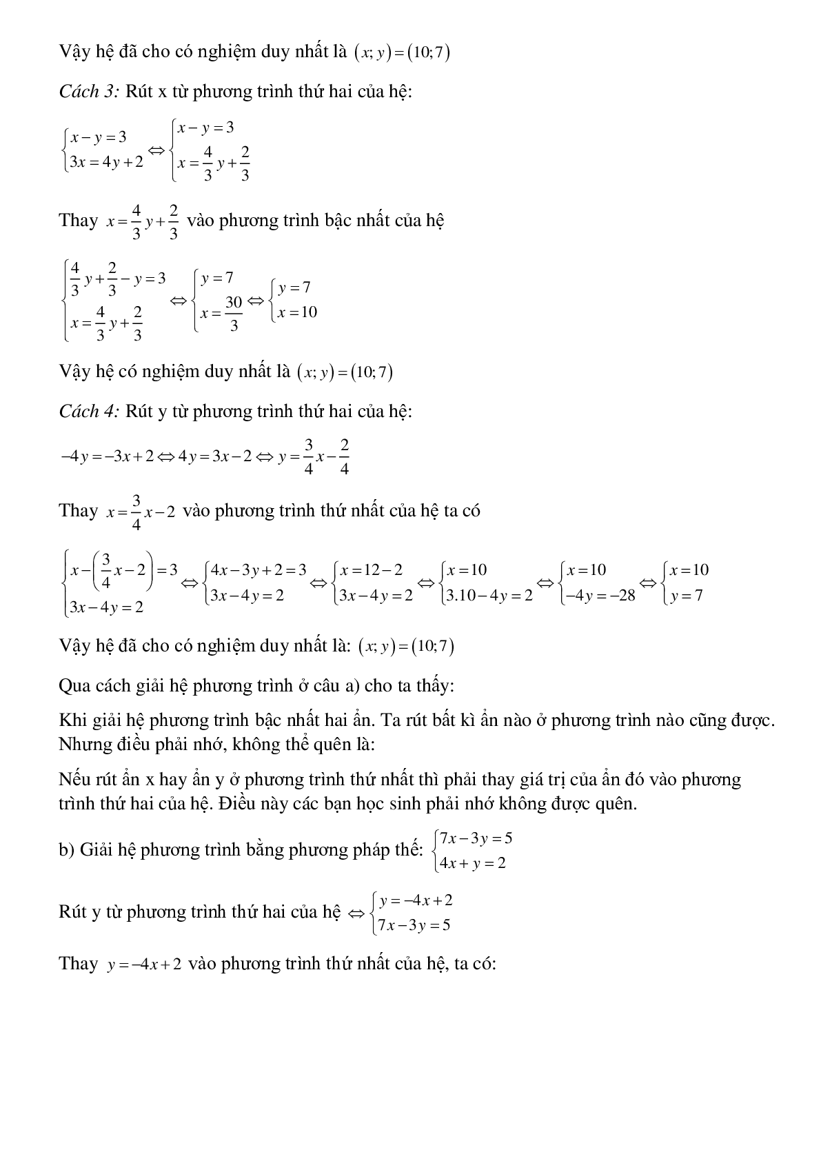 50 Bài tập Giải hệ phương trình bằng phương pháp thế (có đáp án)- Toán 9 (trang 2)