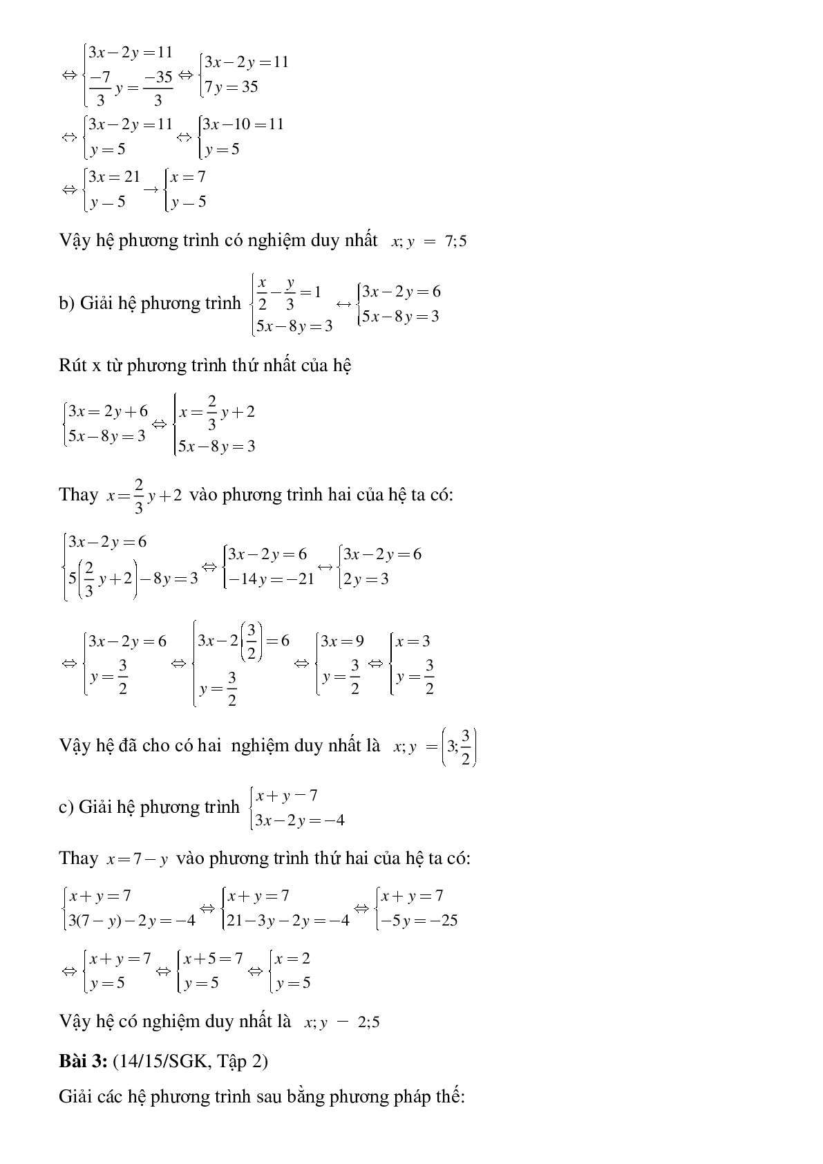 50 Bài tập Giải hệ phương trình bằng phương pháp thế (có đáp án)- Toán 9 (trang 4)