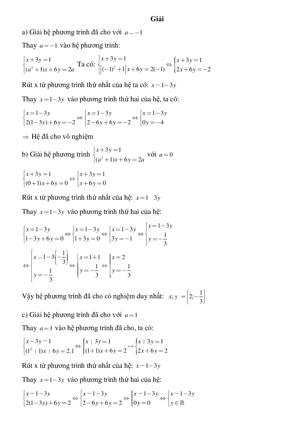 50 Bài tập Giải hệ phương trình bằng phương pháp thế (có đáp án)- Toán 9 (trang 6)