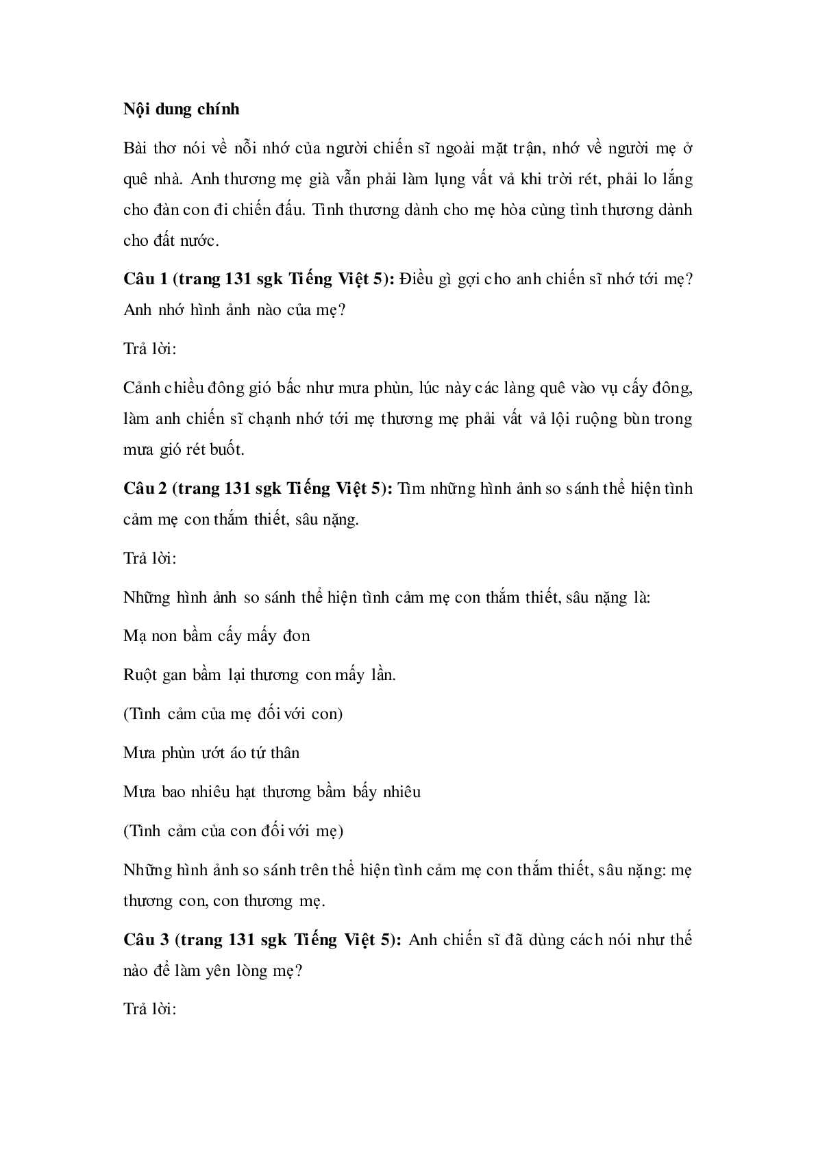 Soạn Tiếng Việt lớp 5: Tập đọc: Bầm ơi mới nhất (trang 2)