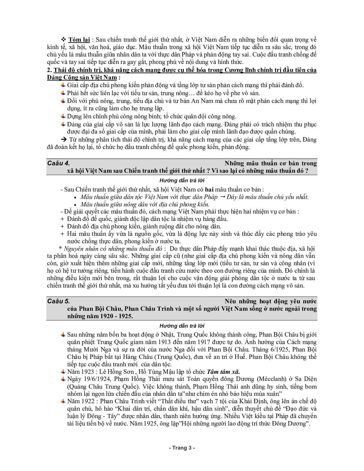 70 câu hỏi ôn tập môn lịch sử có đáp án lớp 12 (trang 3)