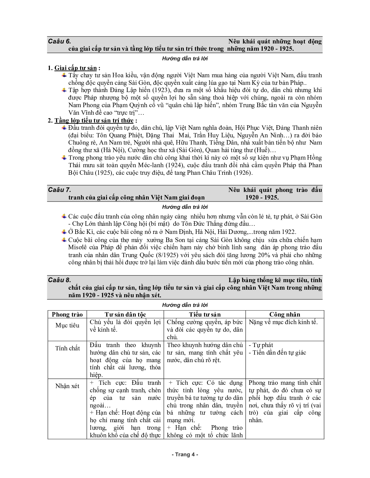 70 câu hỏi ôn tập môn lịch sử có đáp án lớp 12 (trang 4)