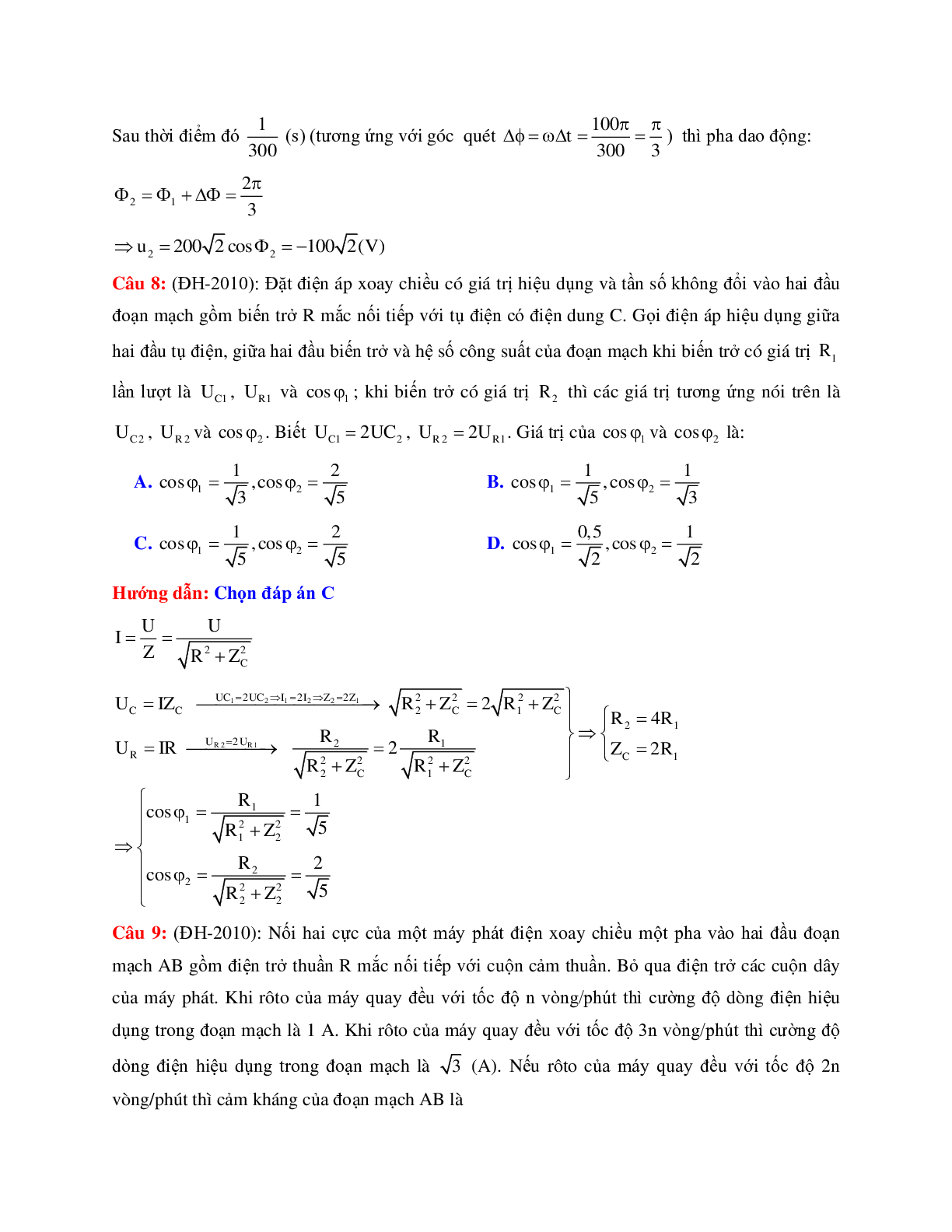 Giải nhanh chuyên đề Điện xoay chiều môn Vật lý lớp 12 (trang 4)