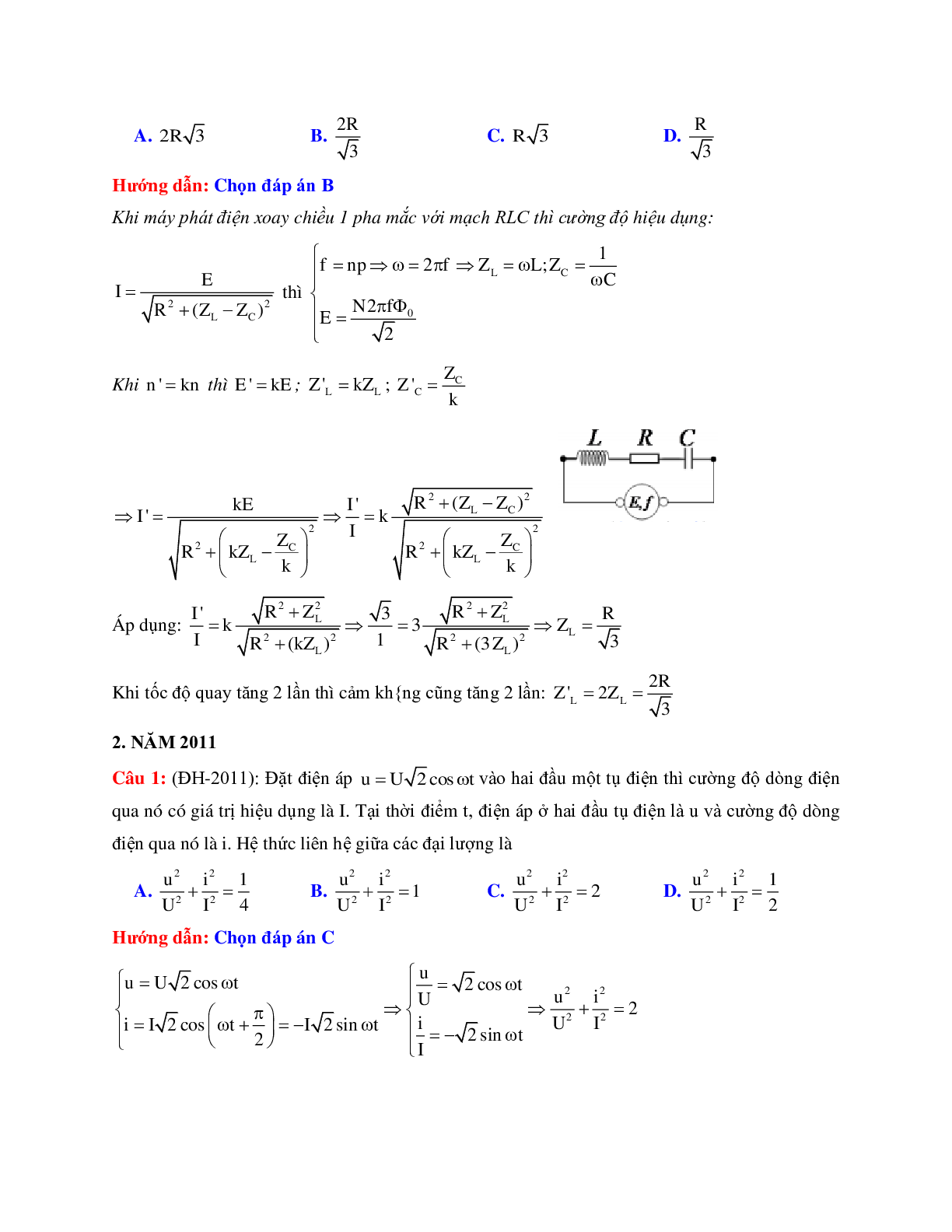 Giải nhanh chuyên đề Điện xoay chiều môn Vật lý lớp 12 (trang 5)