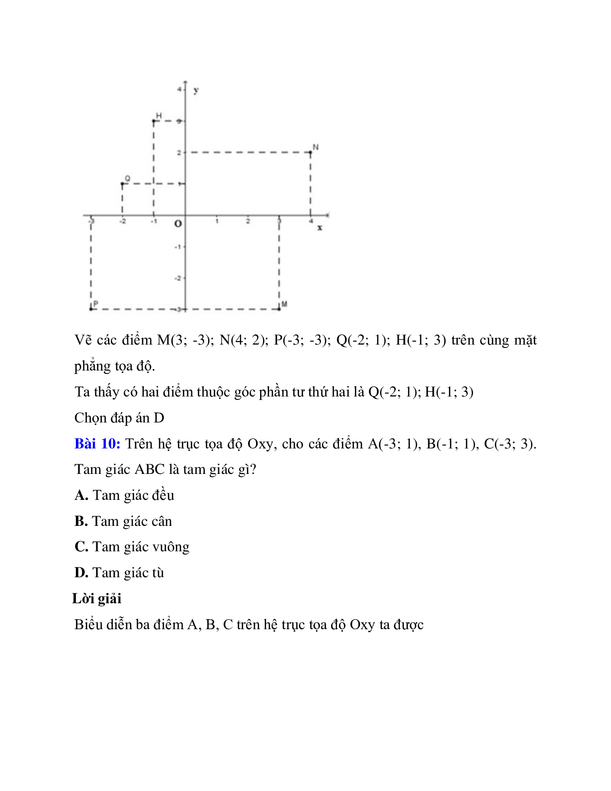 Trắc nghiệm Mặt phẳng tọa độ có đáp án – Toán lớp 7 (trang 8)