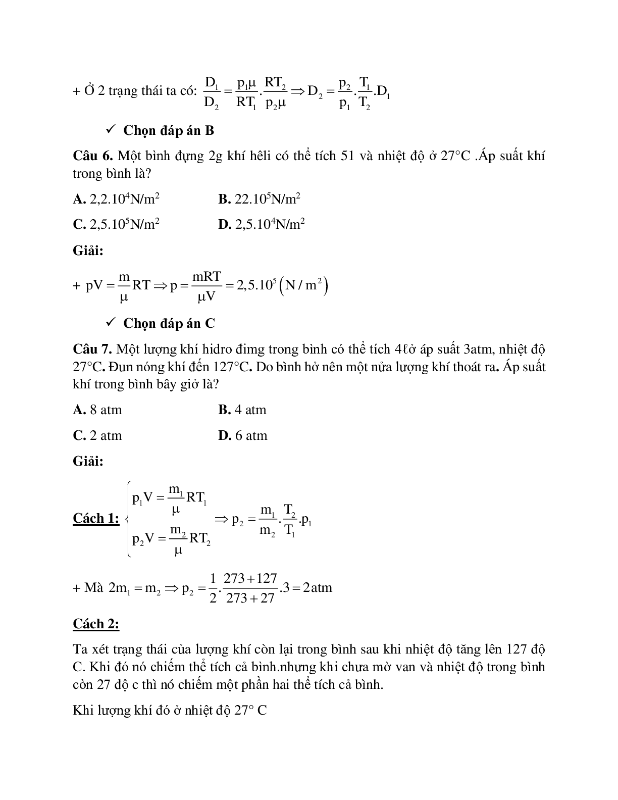 Bài tập về phương trình Cla-pê-rôn Men-đê-lê-ép chọn lọc (trang 5)