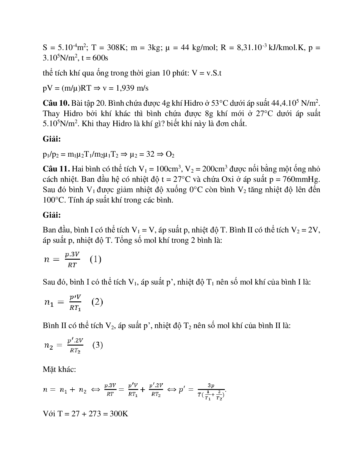 Bài tập về phương trình Cla-pê-rôn Men-đê-lê-ép chọn lọc (trang 7)