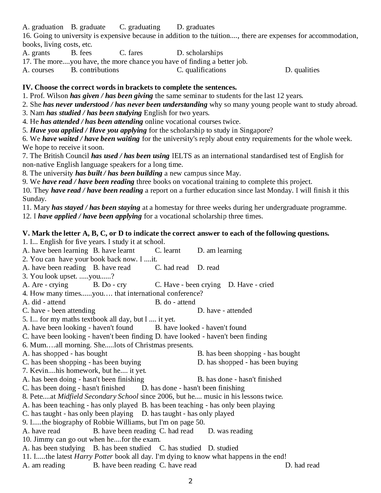 Bài tập Tiếng Anh 11 Unit 7: Further Education chọn lọc (trang 2)