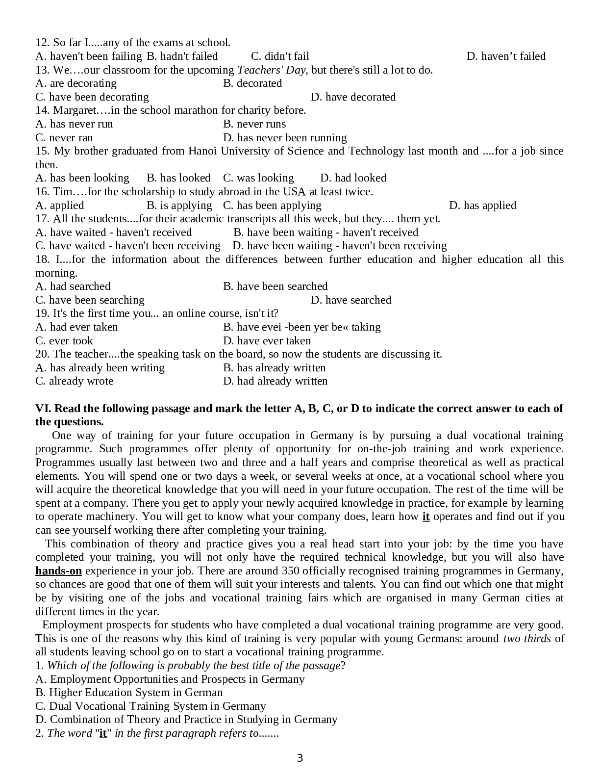 Bài tập Tiếng Anh 11 Unit 7: Further Education chọn lọc (trang 3)