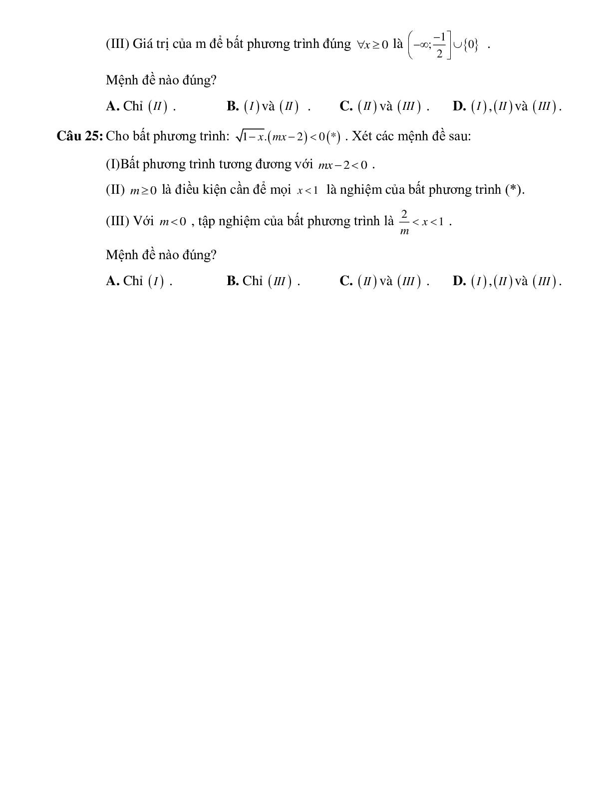 Bài tập tìm tham số để bất phương trình bậc nhất một ẩn có nghiệm thỏa mãn điều kiện Toán 10 (trang 5)