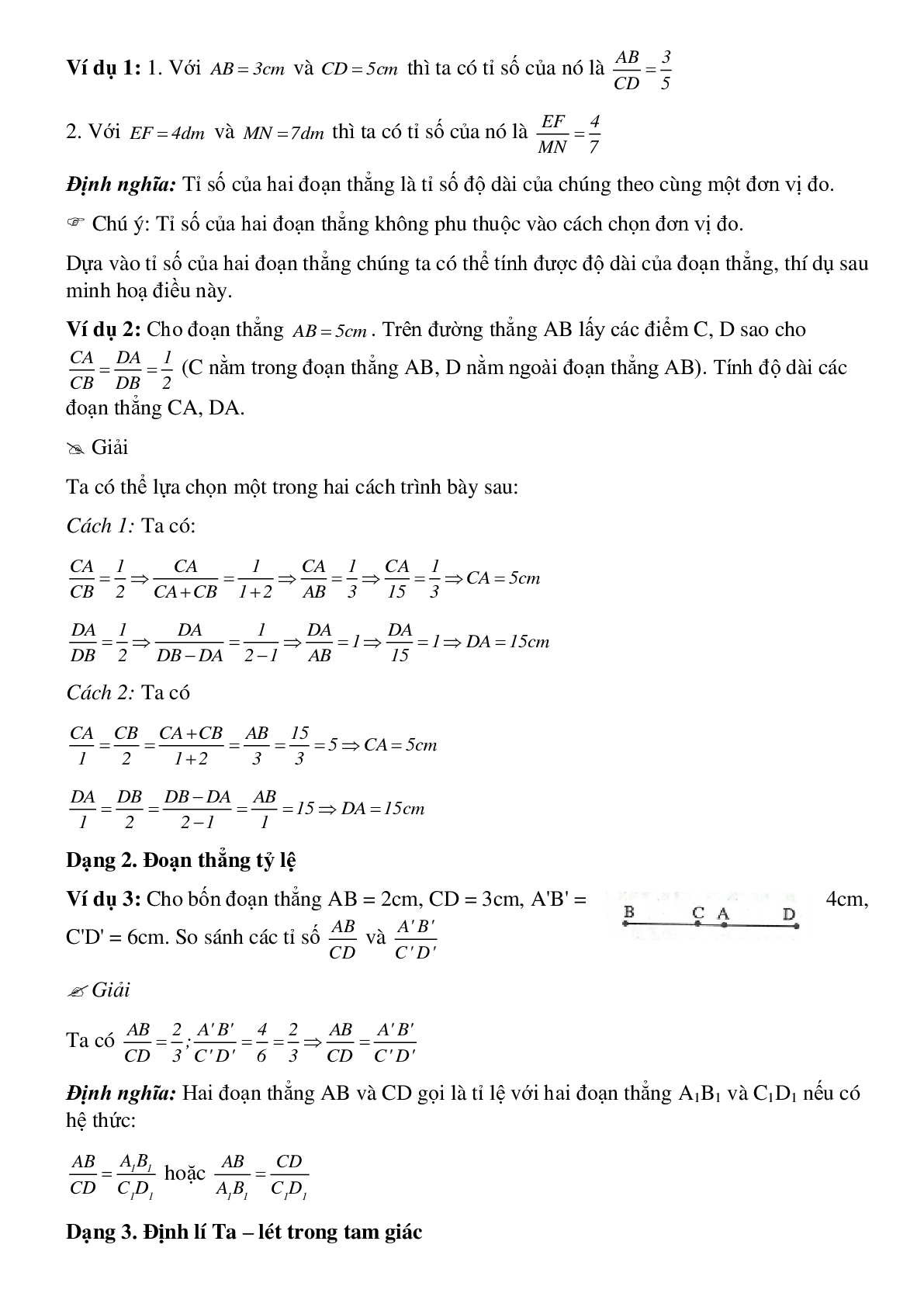 Các dạng bài tập về Định lí Ta-lét trong tam giác chọn lọc (trang 2)