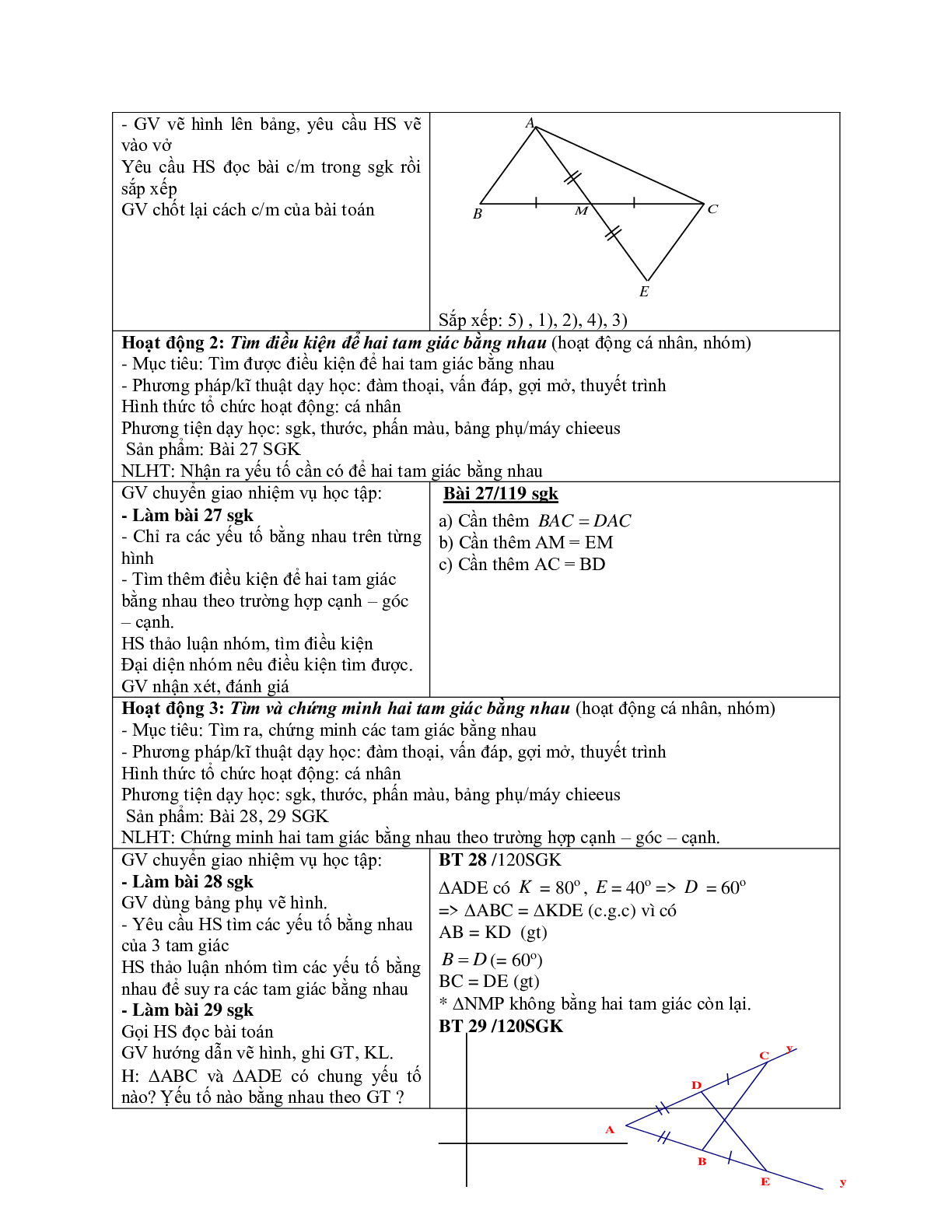 Giáo án Toán 7 bài 4: Trường hợp bằng nhau thứ hai của tam giác cạnh - góc - cạnh mới nhất (trang 6)