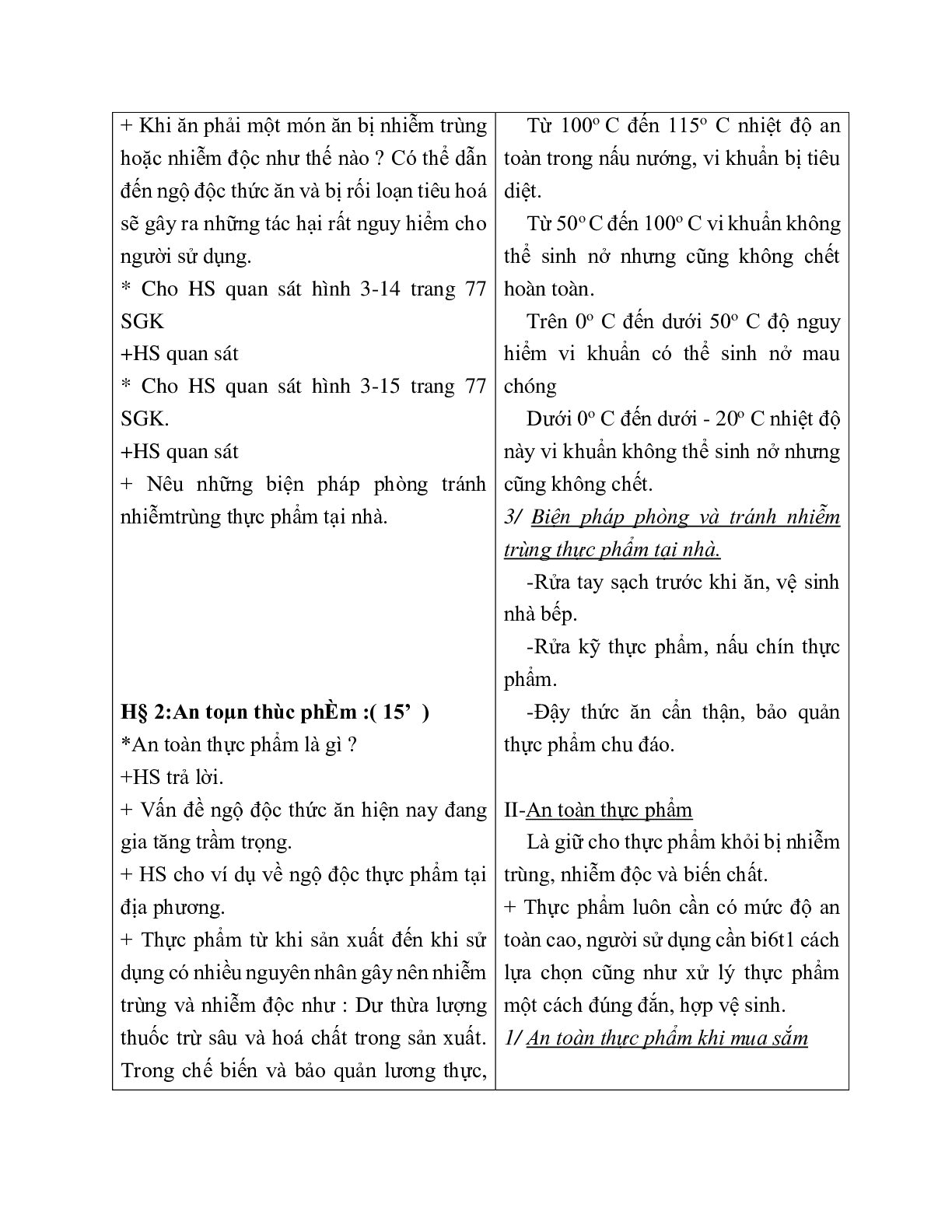 GIÁO ÁN CÔNG NGHỆ 6 BÀI 17: VỆ SINH AN TOÀN THỰC PHẨM (T1) MỚI NHẤT – CV5555 (trang 3)