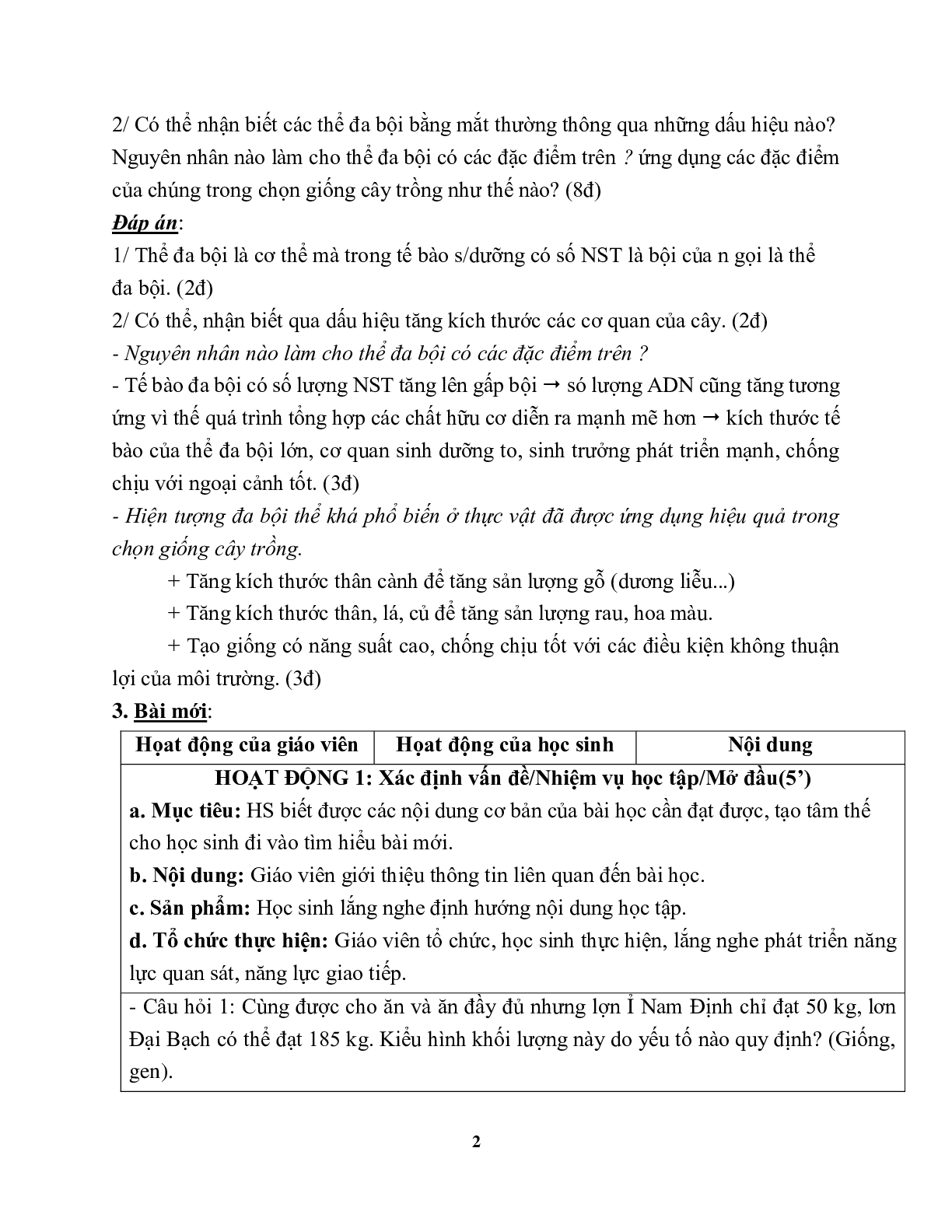 Giáo án Sinh học 9 Bài 25: Thường biến mới nhất - CV5555 (trang 2)