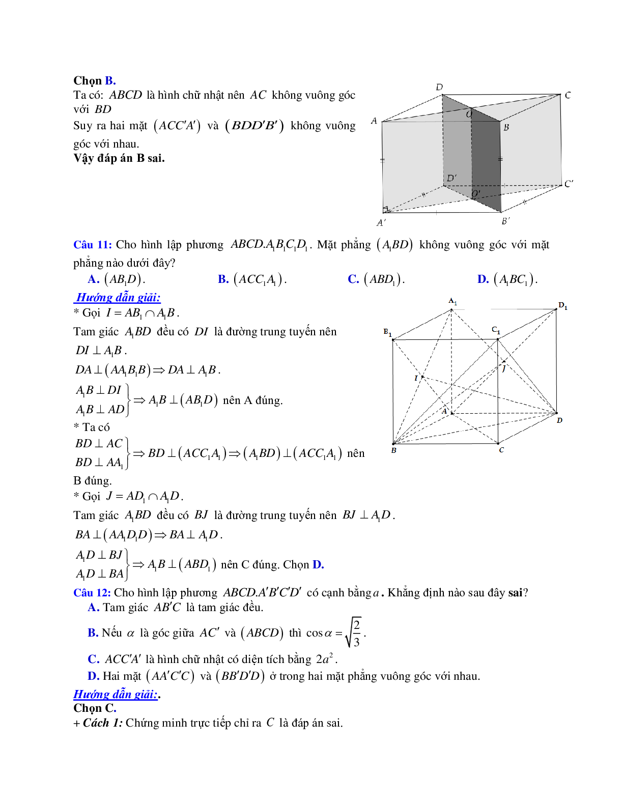 Phương pháp giải và bài tập về Cách chứng minh hai mặt phẳng vuông góc, chứng minh đường thẳng vuông góc với mặt phẳng chọn lọc (trang 6)