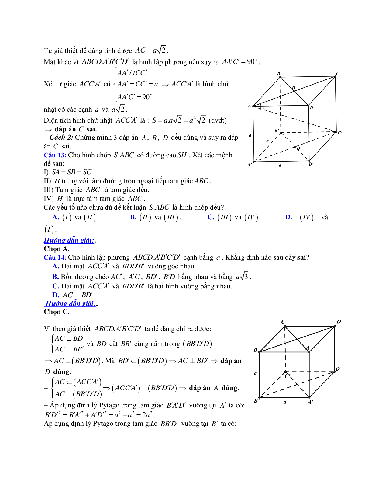 Phương pháp giải và bài tập về Cách chứng minh hai mặt phẳng vuông góc, chứng minh đường thẳng vuông góc với mặt phẳng chọn lọc (trang 7)