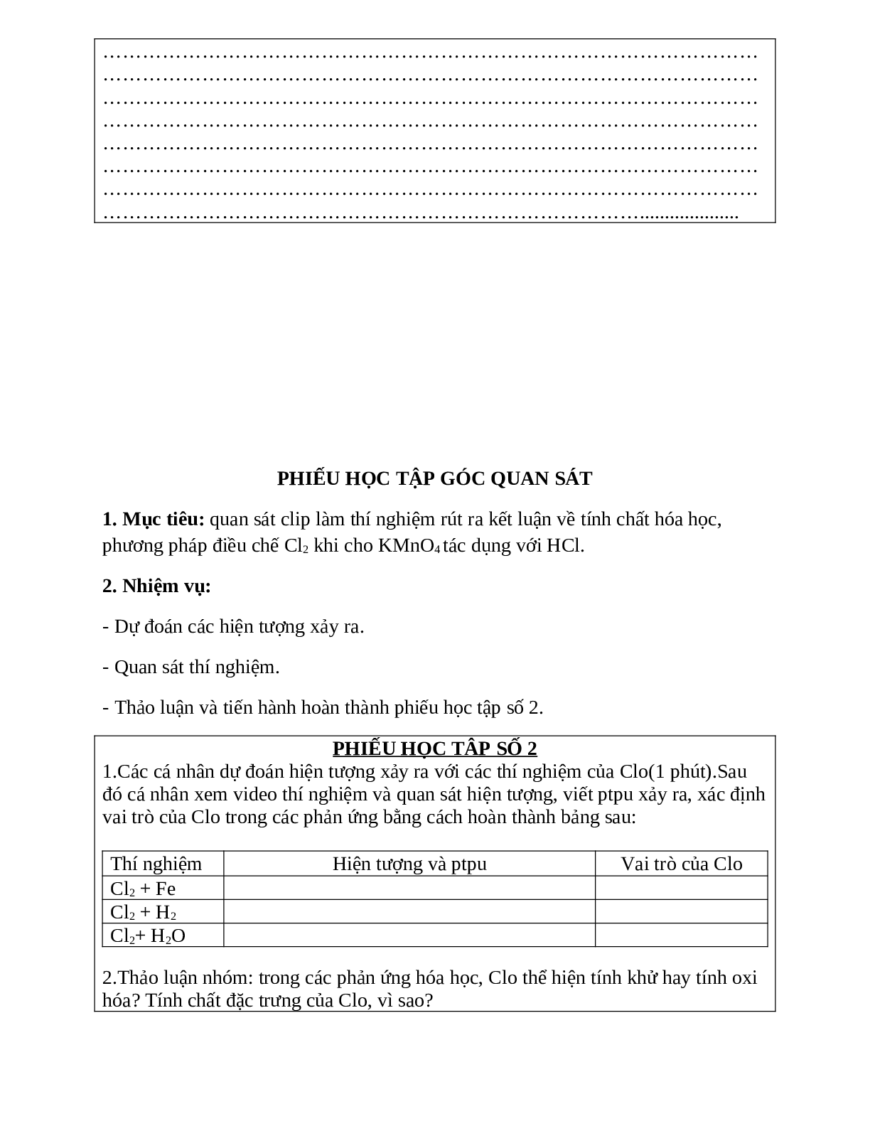 Giáo án Hóa học 10 bài 22 : Clo theo phương pháp góc mới nhất (trang 7)
