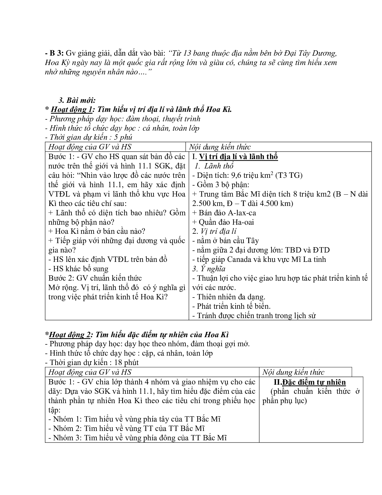 Giáo án Địa lí 11 Bài 6 Hợp chủng quốc Hoa Kì tiết 1 mới nhất (trang 2)