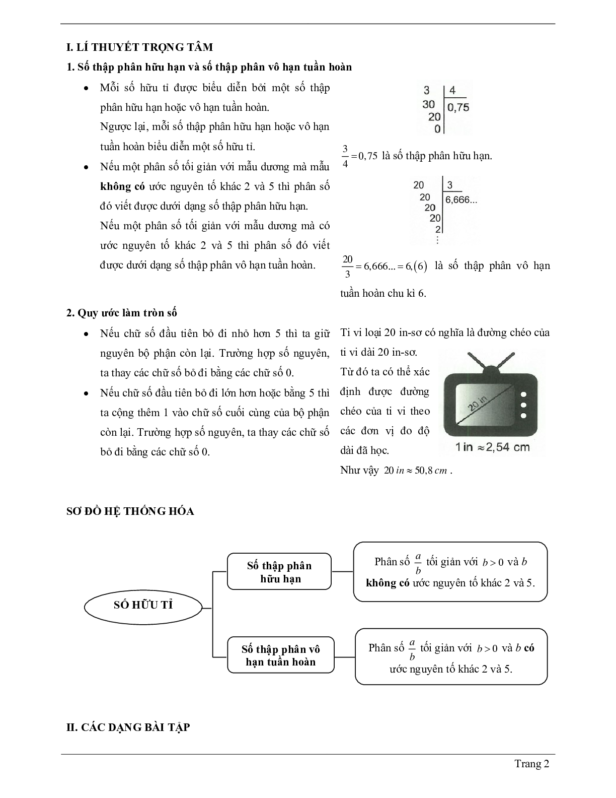 Lý thuyết Toán 7 có đáp án: Số thập phân hữu hạn. Số thập phân vô hạn tuần hoàn (trang 2)