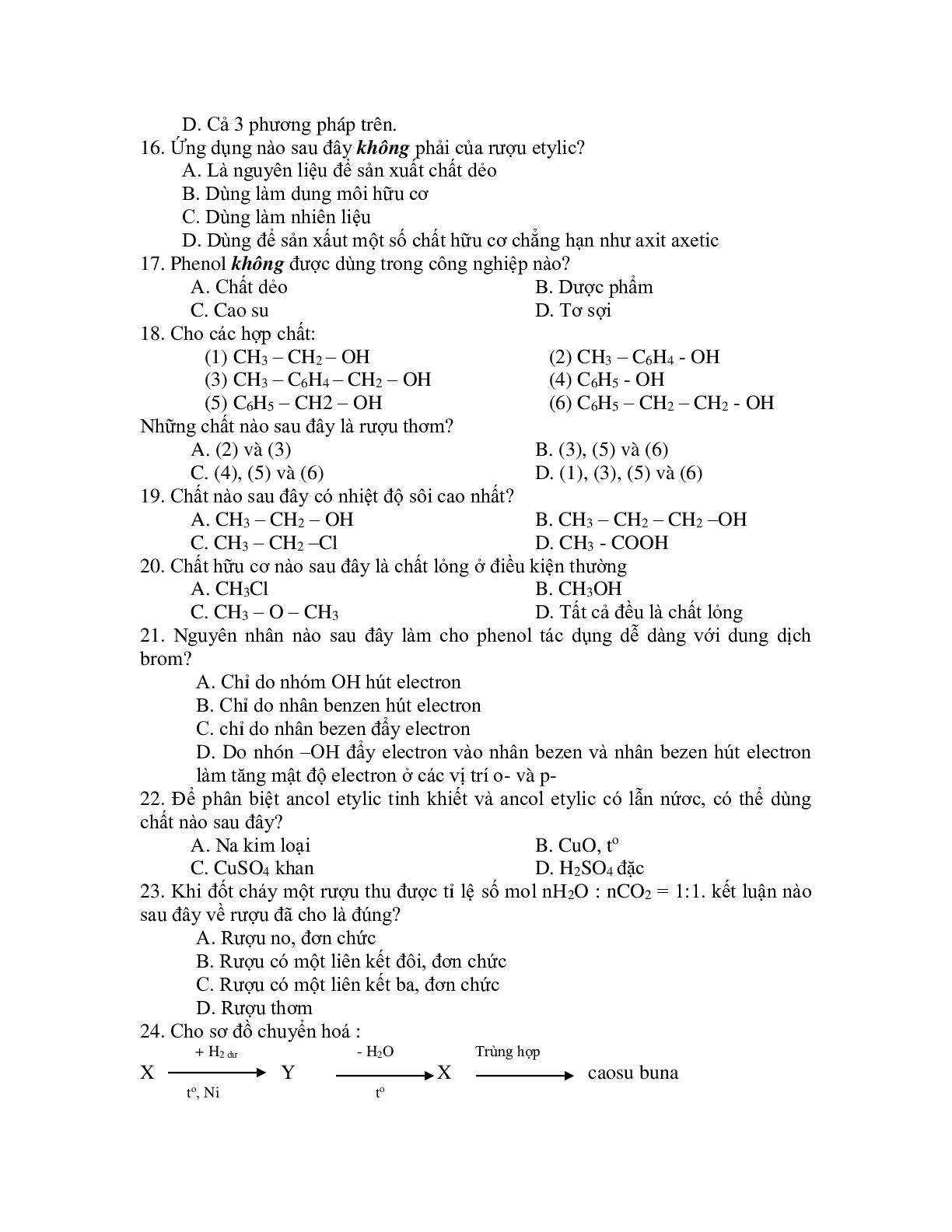 50 câu trắc nghiệm dẫn xuất halogen ancol phenol lớp có đáp án, chọn loc 2023 (trang 3)