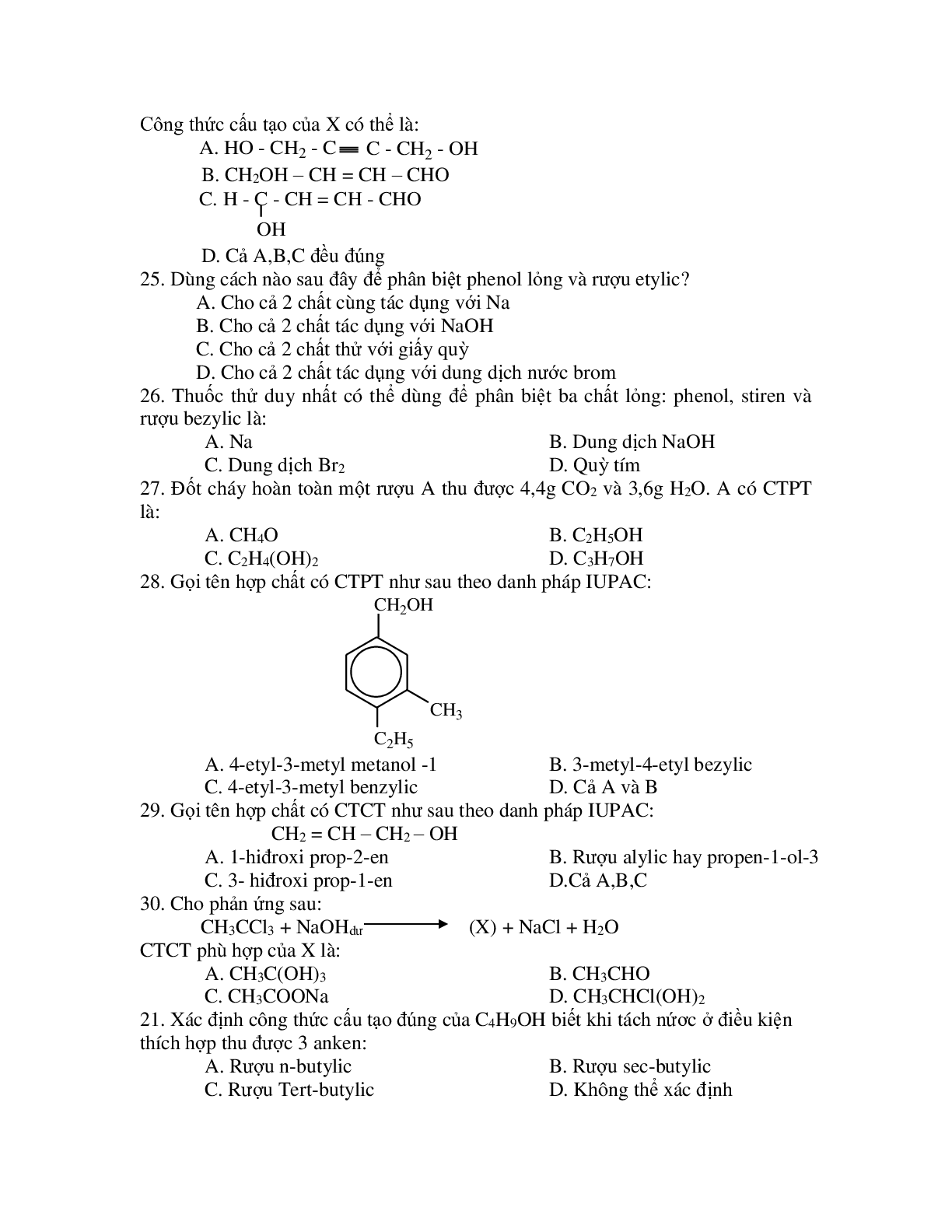 50 câu trắc nghiệm dẫn xuất halogen ancol phenol lớp có đáp án, chọn loc 2023 (trang 4)