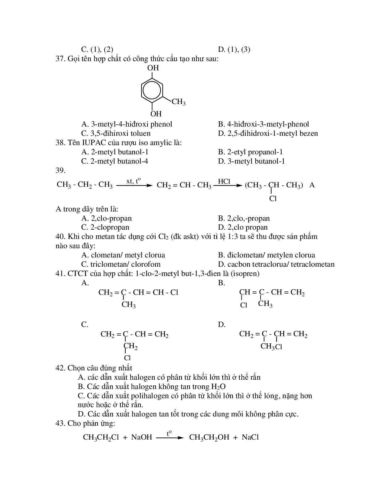 50 câu trắc nghiệm dẫn xuất halogen ancol phenol lớp có đáp án, chọn loc 2023 (trang 6)