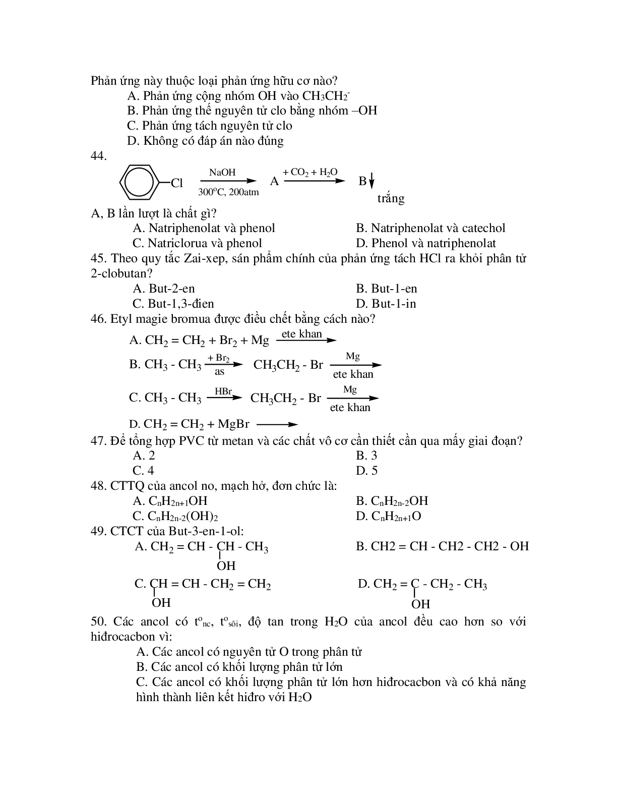 50 câu trắc nghiệm dẫn xuất halogen ancol phenol lớp có đáp án, chọn loc 2023 (trang 7)