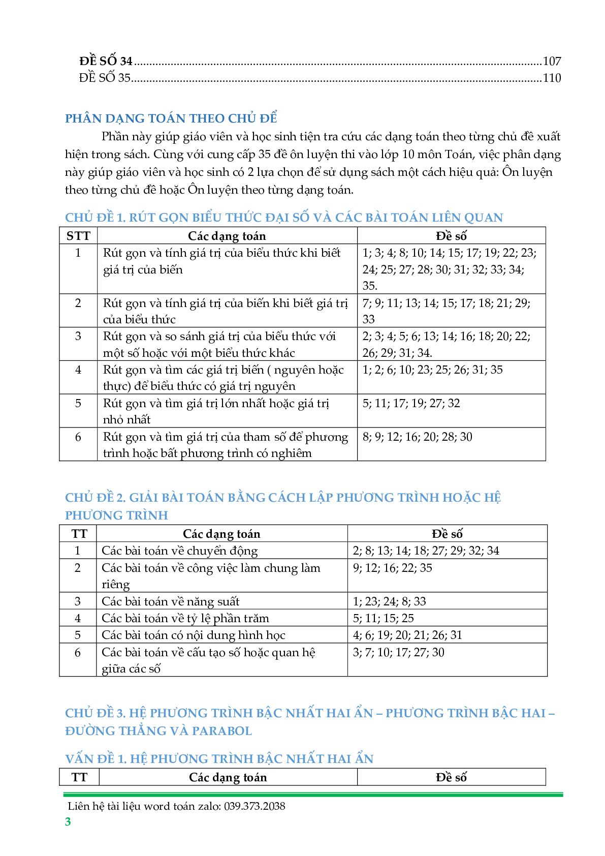 Tuyển tập 35 đề thi toán vào lớp 10 trung học phổ thông (trang 3)