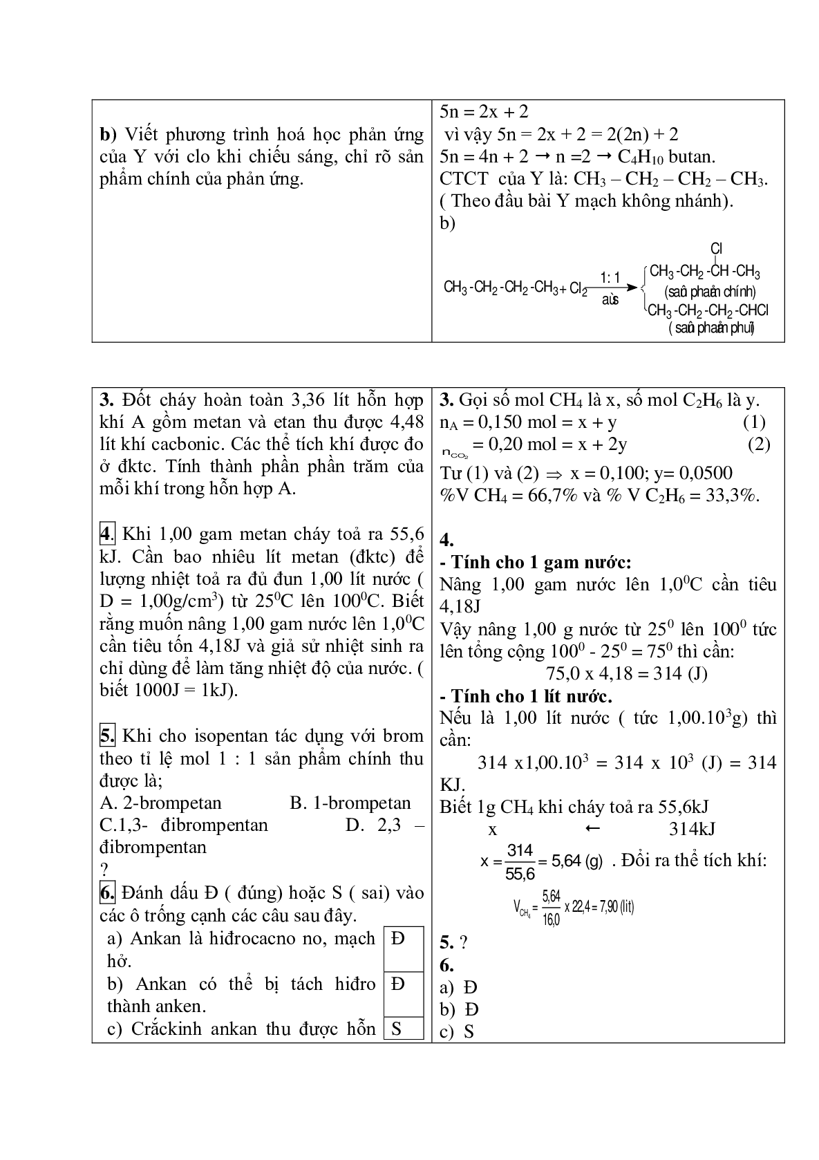 Giáo án hóa học 11 Bài 27:Luyện tập Ankan và xicloankan mới nhất (trang 3)