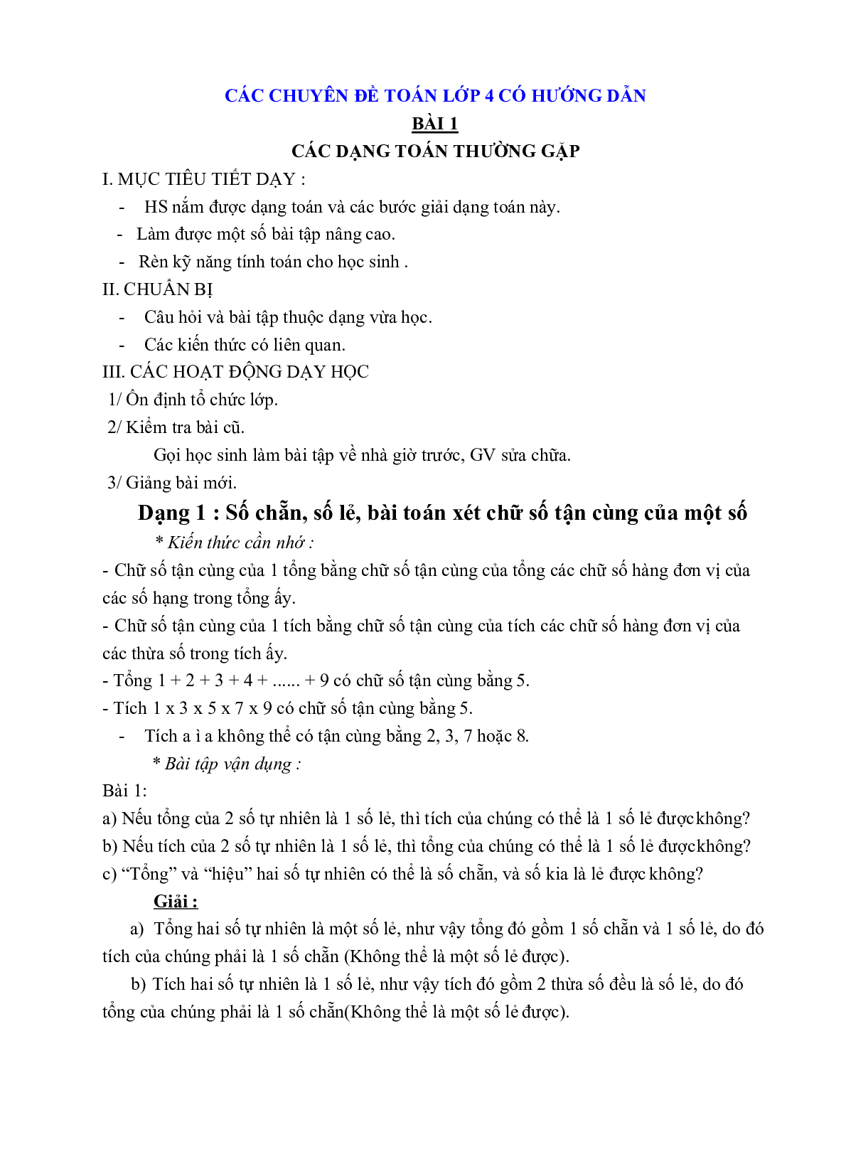 Các chuyên đề môn Toán lớp 4 có đáp án chi tiết (trang 1)