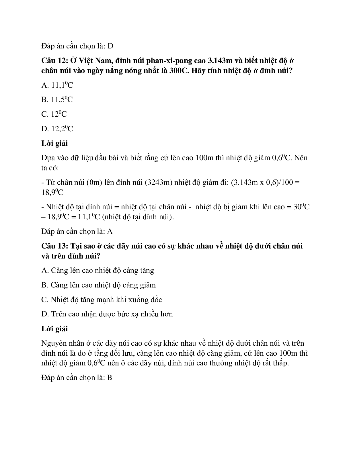 Trắc nghiệm Địa lí 6 Bài 17 có đáp án: Lớp vỏ khí (trang 5)