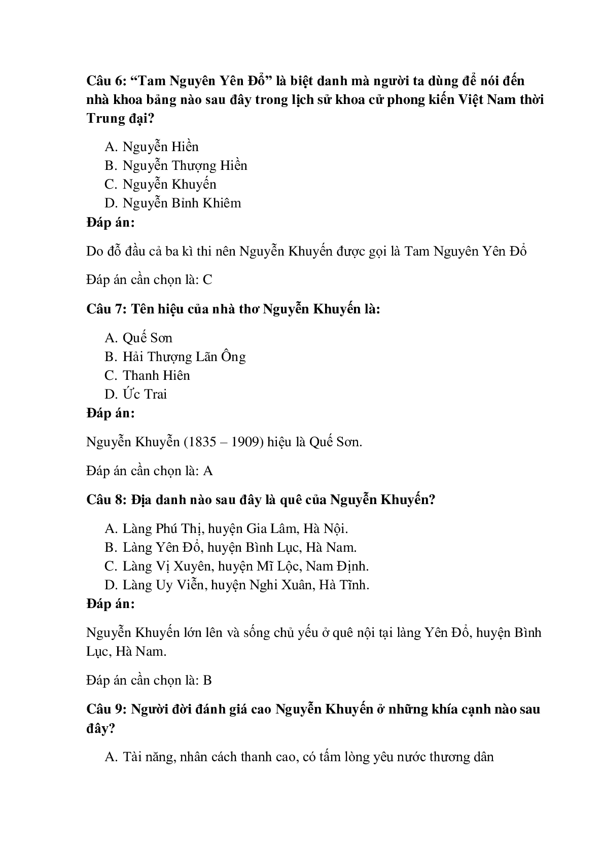 30 câu Trắc nghiệm Khóc Dương Khuê - Nguyễn Khuyến có đáp án 2023 – Ngữ Văn lớp 11 (trang 3)