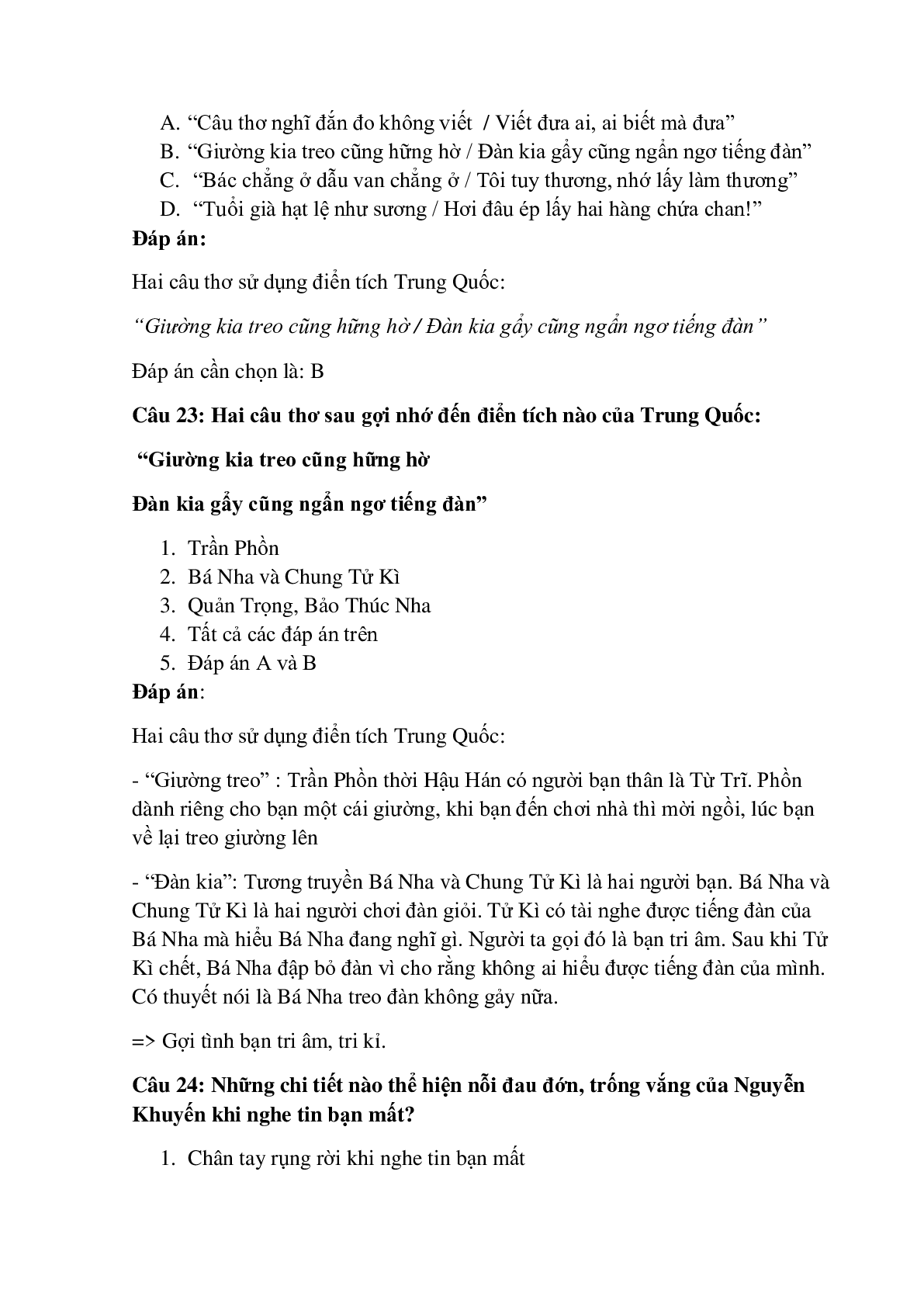 30 câu Trắc nghiệm Khóc Dương Khuê - Nguyễn Khuyến có đáp án 2023 – Ngữ Văn lớp 11 (trang 9)